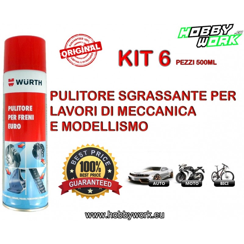 Kit 3x 500ml Pulitore Per Freni Spray Wurth - 3x 0890117 - Wurth - Kit